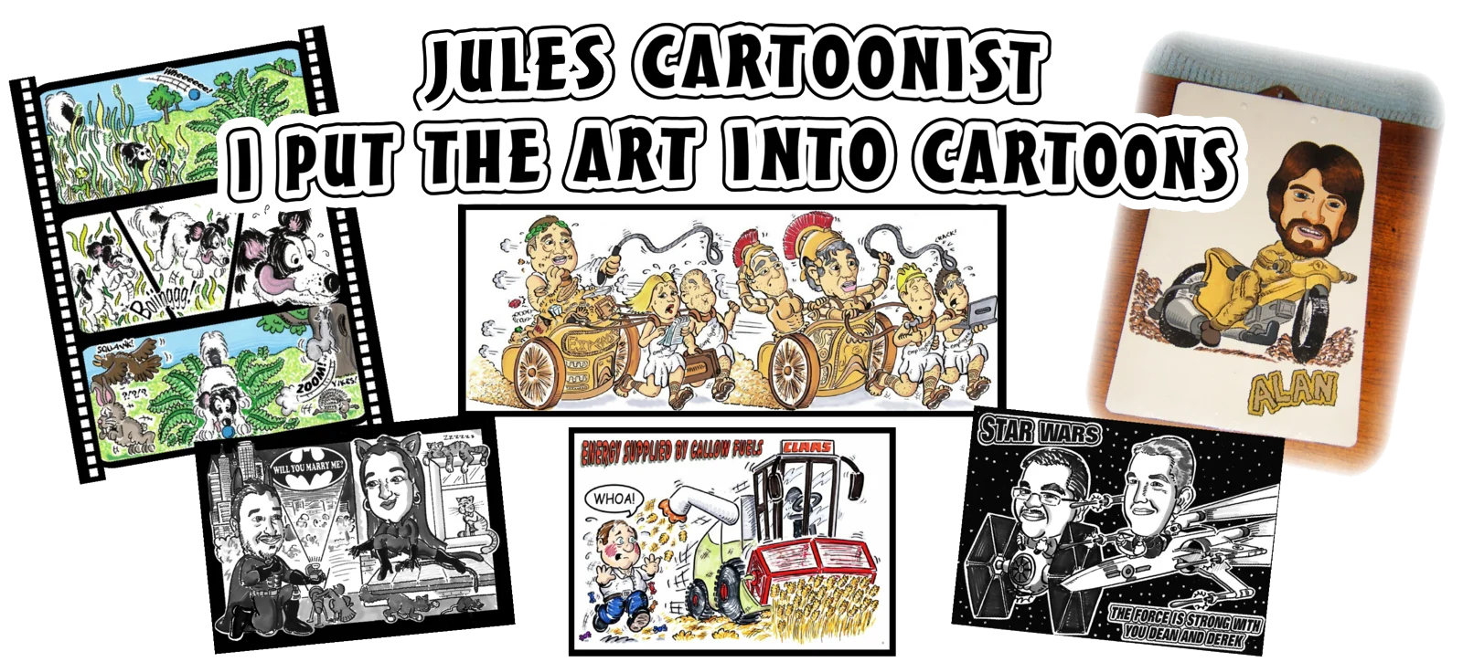 A selection of unusual original artwork by Jules Cartoonist