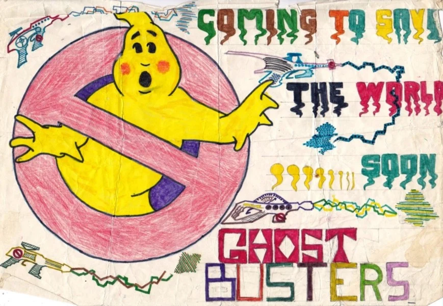 An early hand-drawn Ghostbusters poster by Jules